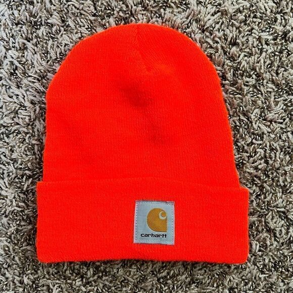 5/$25 Brite Orange Carhartt Beanie Unisex - Picture 2 of 5